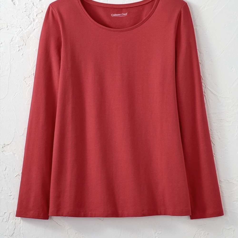 Coldwater Creek Women's Love The Fit Longsleeve Dover Red Shirt